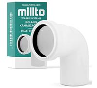 Millto™ Tubo a incastro per tubo di scarico, curvo, guarnizione ad anello, in plastica, collettore di rifiuti (90 gradi/50 mm)