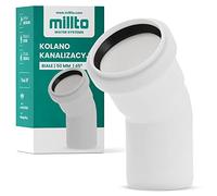 Millto™ Tubo a incastro per tubo di scarico, curvo, guarnizione ad anello, in plastica, collettore di rifiuti (45 gradi/50 mm)