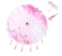 Milltrip Ombrello Cinese della Nappa di Seta 57 Cm, Proposito Fotografico Vintage per la Performance di Danza del Cosplay di Nozze, Parasole Decorativo Fatto a Mano (rosa)