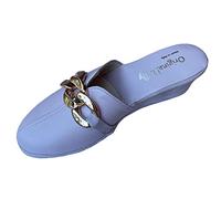 Milly 1001 Ciabatte da Camera Chiuse per Donna Pantofole per casa con Zeppa 5 cm, Classiche Eleganti, con Inserto a Catena, Artigianali Made in Italy (Glicine, Numeric_39)
