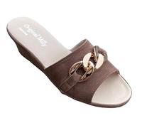 Milly 105 Ciabatte da Camera Chiuse per Donna Pantofole per casa con Zeppa Classiche Eleganti, con Inserto a Catena, Artigianali Made in Italy (Numeric_34)