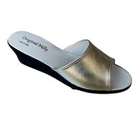 Milly 1103 Ciabatte da Camera Aperte per Donna Pantofole per casa con Zeppa 5 cm, Classiche Eleganti, Artigianali Made in Italy (Taupe, Numeric_36)