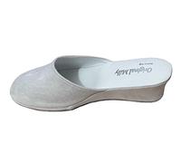 Milly 9001 Ciabatte da Camera per Donna Pantofole per casa con Zeppa 5 cm, Classiche Eleganti, Artigianali Made in Italy, in Pelle Scamosciata (Bianco, Numeric_38)