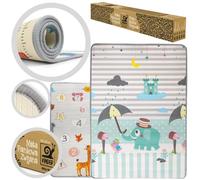 Milly Mally Kinder Tappetino in schiuma per giocare a terra per bambini double face 178 x 120 x 1 cm materiale XPE resistente all'acqua non tossico anallergico antiscivolo Digits and Elephant