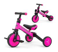 Milly Mally Optimus Bicicletta per bambini 3 in 1, triciclo con pedali, per ragazzi e ragazze a partire da 1 anno, per bambini e bambine, antiscivolo, per un regalo rosa
