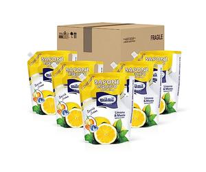 Milmil Sapone Liquido Speciale Cucina, Fragranza Limone & Menta, Formato Ricarica Busta, Detergente Stoviglie con Molecola Elimina Odori, Dermatologicamente Testato - 5 x 900 ML