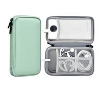 miloocul Custodia da viaggio portatile per caricabatterie, custodia antiurto per Anker/Jackery/RAV/10000 mAh, custodia elettronica in pelle per PowerCore (verde chiaro, singolo strato, piccolo)
