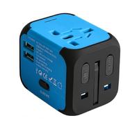 Milool Adattatore Presa da Viaggio Universale con 2 porte USB per US, EU, UK, AU per Circa 150 Paesi, Sicurezza per Fusibili per Tablet, PC, Cellulari, Fotocamere Digitali e Lettori Mp3,Blu