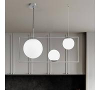 miloox by Sforzin Lampada a sospensione Buble, colore acciaio, a 3 luci, vetro miloox by Sforzin