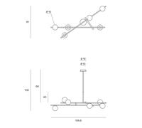 miloox by Sforzin Lampada a sospensione Kika, a 6 luci, bianco/nero, metallo, vetro miloox by Sforzin