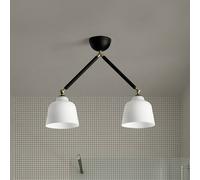 miloox by Sforzin Plafoniera Neoretro, a 2 luci, nero/lucido, snodi miloox by Sforzin