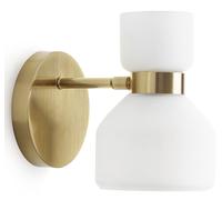 FIFTY APPLIQUE DA PARETE ORIENTABILE OTTONE E VETRO BIANCO OPALE ATTCCO E14