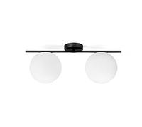 JUGEN BLACK LAMPADARIO DA SOFFITTO 2 LUCI VETRO BIANCO MONTATURA NERA D.20CM ATTACCO E27