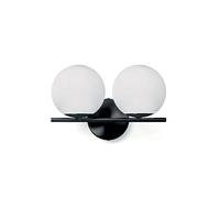 JUGEN BLACK APPLIQUE DA PARETE 2 LUCI MONTATURA NERA VETRO BIANCO ATTACCO E27