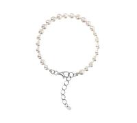 MILOR - Bracciale Donna Argento; Bracciale di Perle Bianche Ø6/6.5mm e Oro Bianco 18Kt; Regalo Compleanni, Anniversari, Festa Donna, Festa Mamma