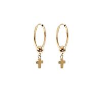 MILOR Orecchini a cerchio donna in oro 9Kt con croce pendente - Orecchini croce anallergici e Ipoallergenici - Gioielli donna made in Italy - Regalo per nascita, battesimo, comunione, cresima
