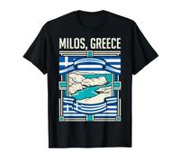 Milos Bandiera della Grecia Isole costiere Mar Egeo Arte retrò Maglietta