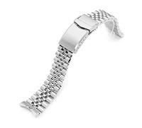 MiLTAT Cinturino per orologio da 20 mm compatibile con Seiko Alpinist SARB017, Super-Jub II 316L in acciaio inossidabile spazzolato, chiusura a V, Metallo, Large, Bracciale