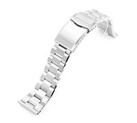 MiLTAT Hexad III 316L - Cinturino per orologio a sgancio rapido, 22 mm, in acciaio inox spazzolato, chiusura a V, argento, L