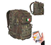 Miltec Zaino Tattico Vegetato Fogliame 42L Militare Impermeabile 600D Outdoor con Schienale Traspirante, Tasche MOLLE, Incluso Sacco a Pelo Termico d’Emergenza e Toppa Italia, Escursioni Trekking