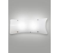 MILTON APPLIQUE BIANCA 20X50 CM IN VETRO E METALLO 2 LUCI ATTACCO E27