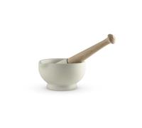 Milton Brook MB947002 Aggiungi più sapore ai pasti con questo mortaio e pestello non smaltato, ideale per macinare senza problemi, manico in legno di faggio, porcellana vetrificata, bianco