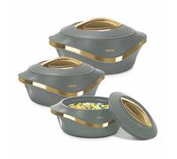 MILTON Casseruola isolata con coperchio, set da 3 pezzi da 2,1/1,5/1 qt. Scaldavivande termiche per zuppa/insalata, contenitore per alimenti caldi in acciaio inox, miglior set regalo per le mamme