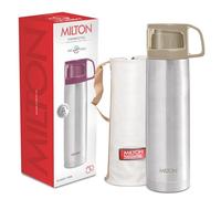 MILTON Glassy 1000 Thermosteel Borraccia per acqua calda e fredda 24 ore con coperchio per bicchiere | Borraccia da palestra | Casa | Cucina | Escursionismo | Trekking (Grigio,1000 ml | 34 once)