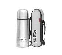 MILTON Thermosteel Flask con coperchio ribaltabile 350, isolamento sottovuoto a doppia parete, Borraccia per acqua calda e fredda 24 ore con coperchio, acciaio inossidabile 18/8, (Argento,350 ml)