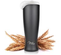 Milu Bicchieri da Birra acciaio inossidabile | Bricco di birra fresca | birra bianca bianco con coperchio rimovibile | Tazza Termica da Viaggio | regalo per uomo (500ml, Nero)