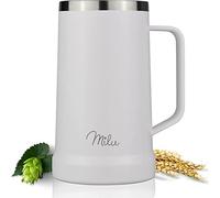 Milu boccale da birra in acciaio inox isolato | bicchiere da birra con coperchio rimovibile | boccale termico che mantiene il freddo | regalo per uomini (700ml, Bianco)