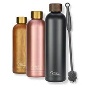 Milu Borraccia Termica 1L - Acciaio Inox Bottiglia isolata Senza BPA Bottiglia d'Acqua a Tenuta stagna per Sport, Bicicletta, Yoga Mantiene Caldo per 12 Ore/Freddo 24 (Nero, 1000ml)