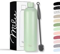 Milu Borraccia Termica 1L - Acciaio Inox Bottiglia isolata Senza BPA Bottiglia d'Acqua a Tenuta stagna per Sport, Bicicletta, Yoga Mantiene Caldo per 12 Ore/Freddo 24 (Lily Green, 1000ml)
