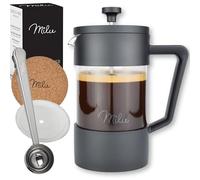 Milu Caffettiera francese Pressa per Caffè | 350ml 600ml 1L | Vetro French Press Caffettiera stantuffo (Nero, 350ml (2 tazze)