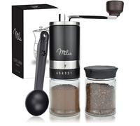 Milu Macina caffè manuale con contenitore extra, Macinacaffe portatile professionale da mano, Regolabile Grinder in Ceramica Burr, Macinino Per Chicchi di Caffè o Spezie (Nero)