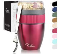 Milu Tazza per il muesli 400ml I tazza con cucchiaio I Acciaio inossidabile Impermeabile e isolato I Cup to go yogurt porridge (Bacca)