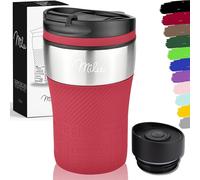 Milu Tazza termica da viaggio per caffè 210ml - 100% a Prova di perdite - Isolata Tazza di caffè e tè da portare via Tazza Termica da bere in acciaio inossidabile - Caldo e freddo - Rosso