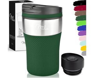 Milu Tazza termica da viaggio per caffè 210ml - 100% a Prova di perdite - Isolata Tazza di caffè e tè da portare via Tazza Termica da bere in acciaio inossidabile - Caldo e freddo - Nero