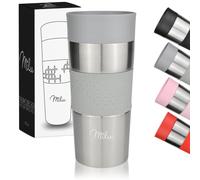 Milu Tazza termica da viaggio per caffè 350ml - 100% a Prova di perdite - Isolata Tazza di caffè e tè da portare via Tazza Termica da bere in acciaio inossidabile - Caldo e freddo - (Grigio, 350ml)