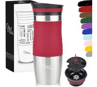 Milu Tazza termica da viaggio per caffè 370ml - 100% a Prova di perdite - Isolata Tazza di caffè e tè da portare via Tazza Termica da bere in acciaio inossidabile - Caldo e freddo - (Rosso, 370ml)