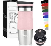 Milu Tazza termica da viaggio per caffè 370ml - 100% a Prova di perdite - Isolata Tazza di caffè e tè da portare via Tazza Termica da bere in acciaio inossidabile - Caldo e freddo - (Rosa, 370ml)