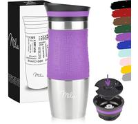 Milu Tazza termica da viaggio per caffè 370ml - 100% a Prova di perdite - Isolata Tazza di caffè e tè da portare via Tazza Termica da bere in acciaio inossidabile - Caldo e freddo - (Viola, 370ml)