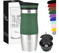 Milu Tazza termica da viaggio per caffè 370ml - 100% a Prova di perdite - Isolata Tazza di caffè e tè da portare via Tazza Termica da bere in acciaio inossidabile - Caldo e freddo (Verde oliva, 370ml)