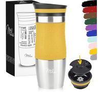 Milu Tazza termica da viaggio per caffè 370ml 450ml - 100% a Prova di perdite - Isolata Tazza di caffè e tè da portare via Tazza Termica da bere in acciaio inossidabile - Caldo e freddo (Mango, 370ml)