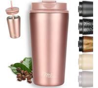 Milu Tazza Termica per caffè 300ml, 400ml, 500ml - Thermo Coffee Mug-to-Go, Tazza da Viaggio Senza BPA, Litri con Isolamento, In Acciaio Inox e Tenuta stagna per caffè e tè (Rose Gold, 500ml)
