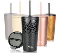 Milu Tazza Termica per caffè 300ml, 400ml, 500ml - Thermo Coffee Mug-to-Go, Tazza da Viaggio Senza BPA, Litri con Isolamento, In Acciaio Inox e Tenuta stagna per caffè e tè (Black Leopard, 500ml)