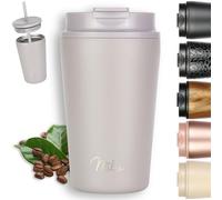 Milu Tazza Termica per caffè 300ml, 400ml, 500ml - Thermo Coffee Mug-to-Go, Tazza da Viaggio Senza BPA, Litri con Isolamento, In Acciaio Inox e Tenuta stagna per caffè e tè (Taupe Grey, 400ml)