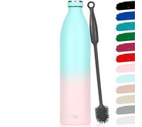 Milu - Thermo in acciaio inox da 350/500/750/1000ml/1,5L borraccia termica, a prova di perdite, a doppia parete, adatta per bevande gassate, con spazzola per la pulizia (Rosa Menta, 1500ml)