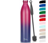 Milu - Thermo in acciaio inox da 350/500/750/1000ml/1,5L borraccia termica, a prova di perdite, a doppia parete, adatta per bevande gassate, con spazzola per la pulizia (Blu Bacca, 1500ml)