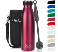 Milu - Thermo in acciaio inox da 350/500/750/1000ml/1,5L borraccia termica, a prova di perdite, a doppia parete, adatta per bevande gassate, con spazzola per la pulizia (Bacca, 500ml)